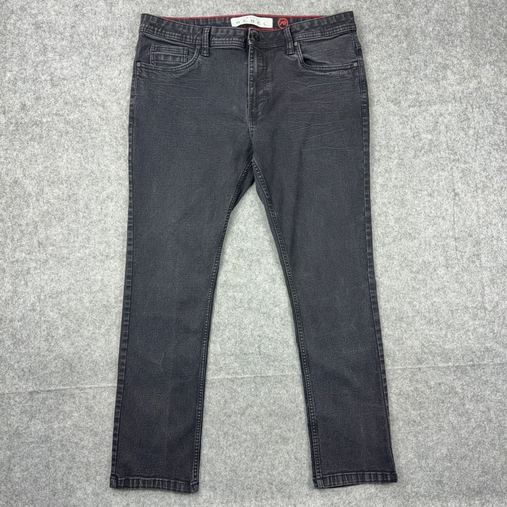 Artful Rebel Jeans Mens 36x30 Black Slim Straight Stretch Denim Streetwear Y2K